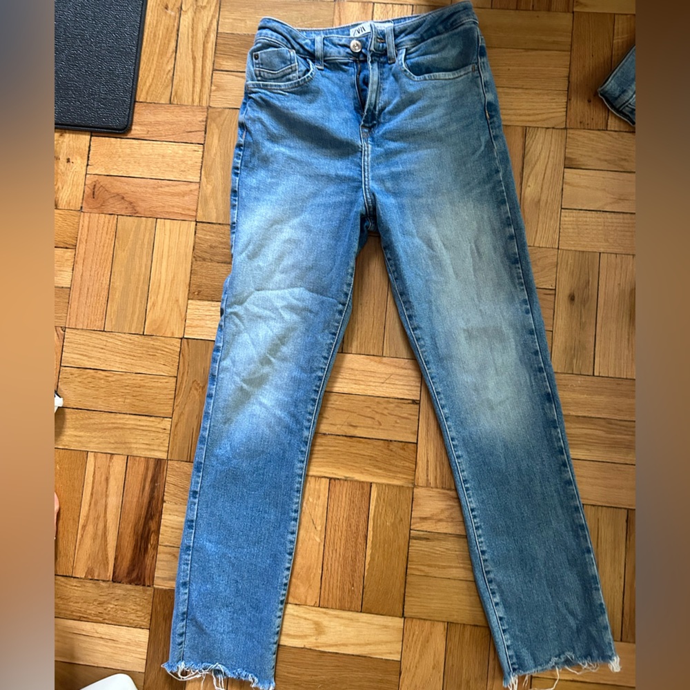 Straight leg denim jeans